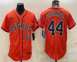 Men%27s Houston Astros #44 Yordan Alvarez Number Orange Stitched MLB Flex Base Nike Jersey